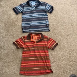 2 Old Navy Boys’ polo shirts . Multi color( Blue/orange and Red/orange/brown)